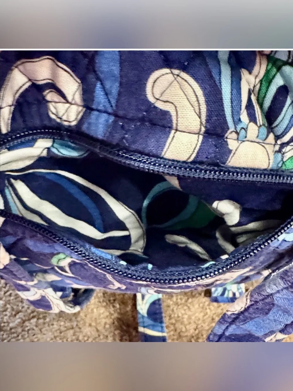 Vera Bradley Navy Floral Quilted Backpack